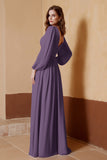 Plunging V Neck Formal Evening Dresses with Long Sleeves Mother of the Bride Dress Gowns