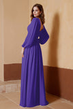 Plunging V Neck Formal Evening Dresses with Long Sleeves Mother of the Bride Dress Gowns