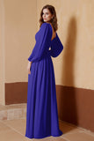 Plunging V Neck Formal Evening Dresses with Long Sleeves Mother of the Bride Dress Gowns