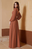 Plunging V Neck Formal Evening Dresses with Long Sleeves Mother of the Bride Dress Gowns