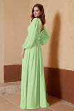 Plunging V Neck Formal Evening Dresses with Long Sleeves Mother of the Bride Dress Gowns