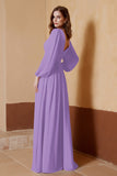 Plunging V Neck Formal Evening Dresses with Long Sleeves Mother of the Bride Dress Gowns