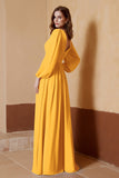 Plunging V Neck Formal Evening Dresses with Long Sleeves Mother of the Bride Dress Gowns