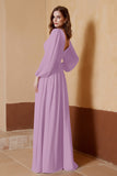 Plunging V Neck Formal Evening Dresses with Long Sleeves Mother of the Bride Dress Gowns