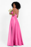 Simple Satin Halter Bridesmaid Dress Sleeveless Ruched Formal Evening Dresses Gowns