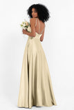 Simple Satin Halter Bridesmaid Dress Sleeveless Ruched Formal Evening Dresses Gowns