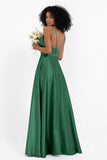 Simple Satin Halter Bridesmaid Dress Sleeveless Ruched Formal Evening Dresses Gowns