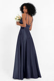 Simple Satin Halter Bridesmaid Dress Sleeveless Ruched Formal Evening Dresses Gowns