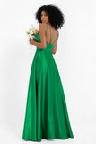 Simple Satin Halter Bridesmaid Dress Sleeveless Ruched Formal Evening Dresses Gowns