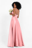 Simple Satin Halter Bridesmaid Dress Sleeveless Ruched Formal Evening Dresses Gowns