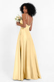 Simple Satin Halter Bridesmaid Dress Sleeveless Ruched Formal Evening Dresses Gowns