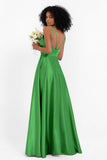 Simple Satin Halter Bridesmaid Dress Sleeveless Ruched Formal Evening Dresses Gowns