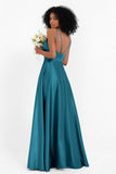 Simple Satin Halter Bridesmaid Dress Sleeveless Ruched Formal Evening Dresses Gowns