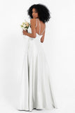 Simple Satin Halter Bridesmaid Dress Sleeveless Ruched Formal Evening Dresses Gowns