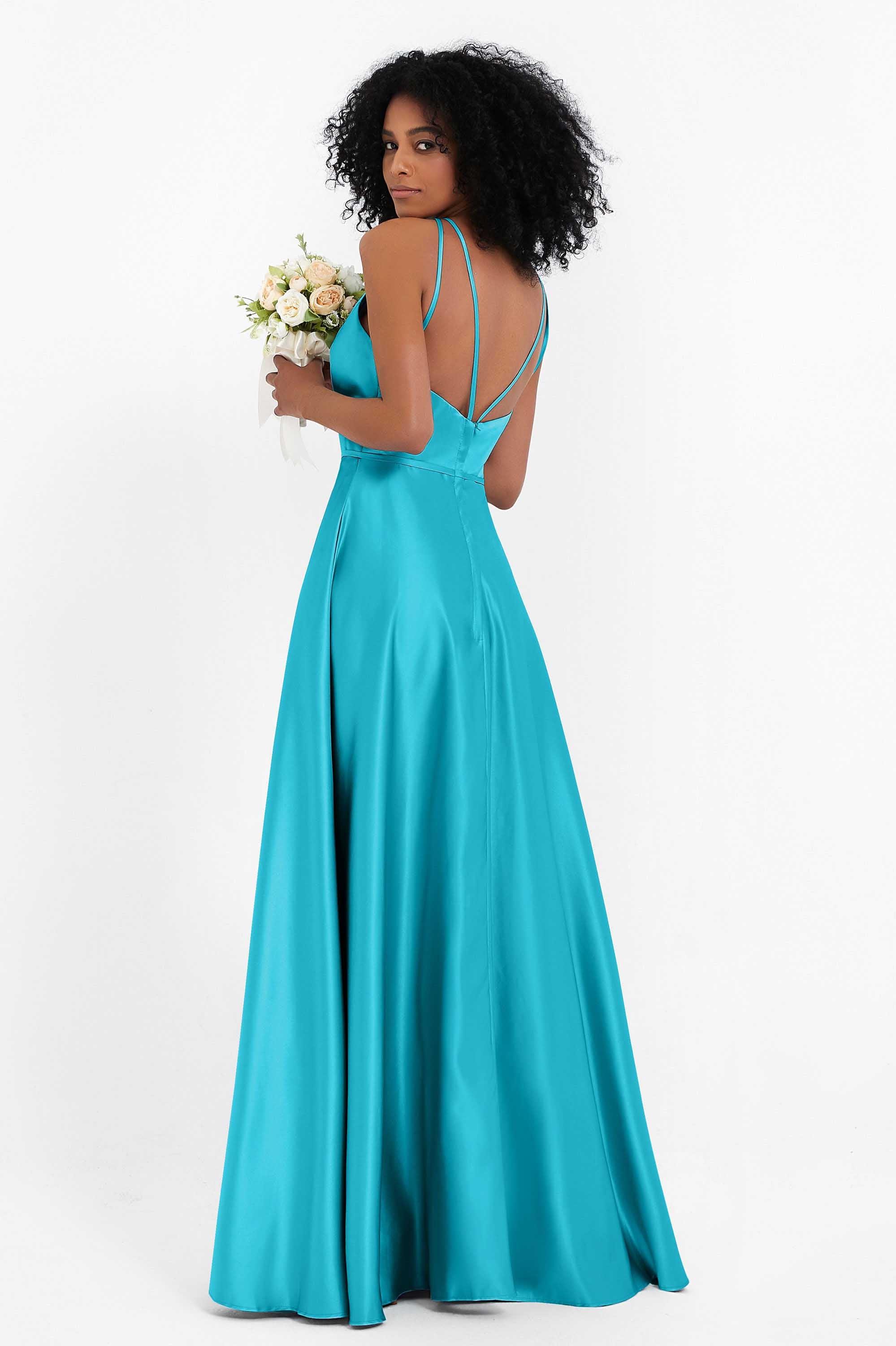 Simple Satin Halter Bridesmaid Dress Sleeveless Ruched Formal Evening Dresses Gowns