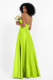 Simple Satin Halter Bridesmaid Dress Sleeveless Ruched Formal Evening Dresses Gowns