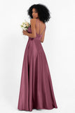 Simple Satin Halter Bridesmaid Dress Sleeveless Ruched Formal Evening Dresses Gowns