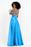 Simple Satin Halter Bridesmaid Dress Sleeveless Ruched Formal Evening Dresses Gowns