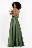Simple Satin Halter Bridesmaid Dress Sleeveless Ruched Formal Evening Dresses Gowns