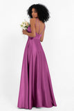Simple Satin Halter Bridesmaid Dress Sleeveless Ruched Formal Evening Dresses Gowns