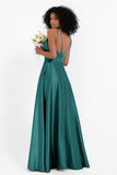 Simple Satin Halter Bridesmaid Dress Sleeveless Ruched Formal Evening Dresses Gowns