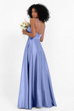 Simple Satin Halter Bridesmaid Dress Sleeveless Ruched Formal Evening Dresses Gowns