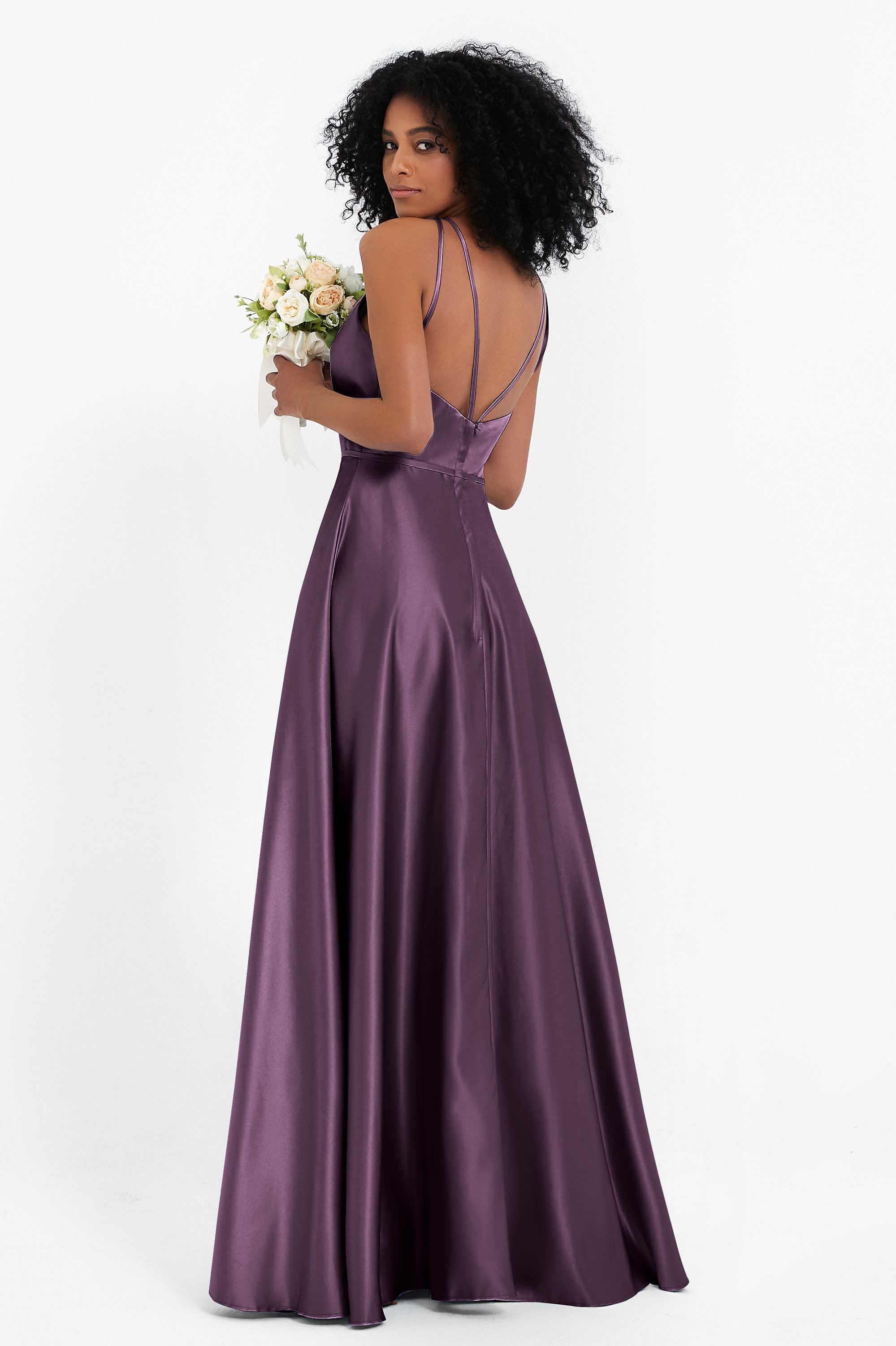 Simple Satin Halter Bridesmaid Dress Sleeveless Ruched Formal Evening Dresses Gowns
