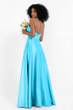 Simple Satin Halter Bridesmaid Dress Sleeveless Ruched Formal Evening Dresses Gowns