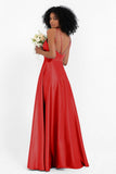 Simple Satin Halter Bridesmaid Dress Sleeveless Ruched Formal Evening Dresses Gowns
