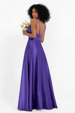 Simple Satin Halter Bridesmaid Dress Sleeveless Ruched Formal Evening Dresses Gowns