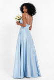 Simple Satin Halter Bridesmaid Dress Sleeveless Ruched Formal Evening Dresses Gowns