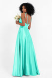 Simple Satin Halter Bridesmaid Dress Sleeveless Ruched Formal Evening Dresses Gowns