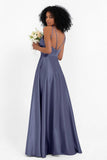 Simple Satin Halter Bridesmaid Dress Sleeveless Ruched Formal Evening Dresses Gowns