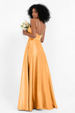 Simple Satin Halter Bridesmaid Dress Sleeveless Ruched Formal Evening Dresses Gowns