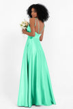 Simple Satin Halter Bridesmaid Dress Sleeveless Ruched Formal Evening Dresses Gowns