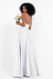 Simple Satin Halter Bridesmaid Dress Sleeveless Ruched Formal Evening Dresses Gowns