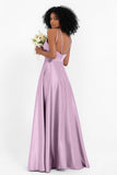 Simple Satin Halter Bridesmaid Dress Sleeveless Ruched Formal Evening Dresses Gowns