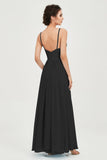 Deep V Neck Sexy Chiffon Bridesmaid Dress Spaghetti Straps Formal Evening Prom Dresses