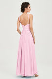 Deep V Neck Sexy Chiffon Bridesmaid Dress Spaghetti Straps Formal Evening Prom Dresses
