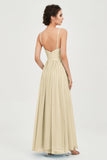 Deep V Neck Sexy Chiffon Bridesmaid Dress Spaghetti Straps Formal Evening Prom Dresses