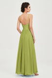 Deep V Neck Sexy Chiffon Bridesmaid Dress Spaghetti Straps Formal Evening Prom Dresses