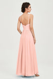 Deep V Neck Sexy Chiffon Bridesmaid Dress Spaghetti Straps Formal Evening Prom Dresses