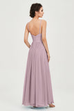 Deep V Neck Sexy Chiffon Bridesmaid Dress Spaghetti Straps Formal Evening Prom Dresses