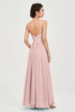 Deep V Neck Sexy Chiffon Bridesmaid Dress Spaghetti Straps Formal Evening Prom Dresses