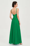 Deep V Neck Sexy Chiffon Bridesmaid Dress Spaghetti Straps Formal Evening Prom Dresses
