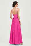 Deep V Neck Sexy Chiffon Bridesmaid Dress Spaghetti Straps Formal Evening Prom Dresses