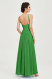 Deep V Neck Sexy Chiffon Bridesmaid Dress Spaghetti Straps Formal Evening Prom Dresses