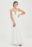 Deep V Neck Sexy Chiffon Bridesmaid Dress Spaghetti Straps Formal Evening Prom Dresses