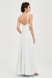 Deep V Neck Sexy Chiffon Bridesmaid Dress Spaghetti Straps Formal Evening Prom Dresses