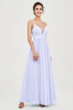Deep V Neck Sexy Chiffon Bridesmaid Dress Spaghetti Straps Formal Evening Prom Dresses
